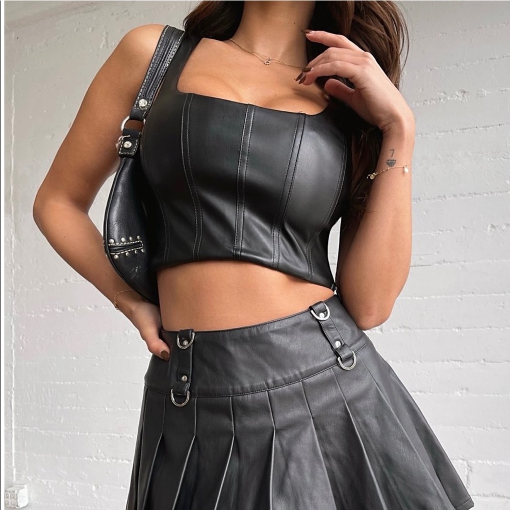 Tiger mist leather crop top
